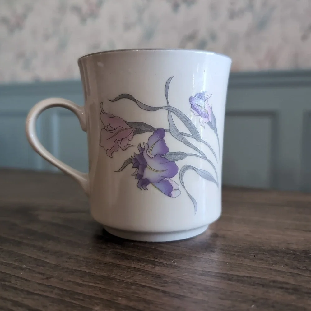 Vintage China Pearl Orchid Tea Cup Coffee‎ Cup Stoneware 1986 China Floral